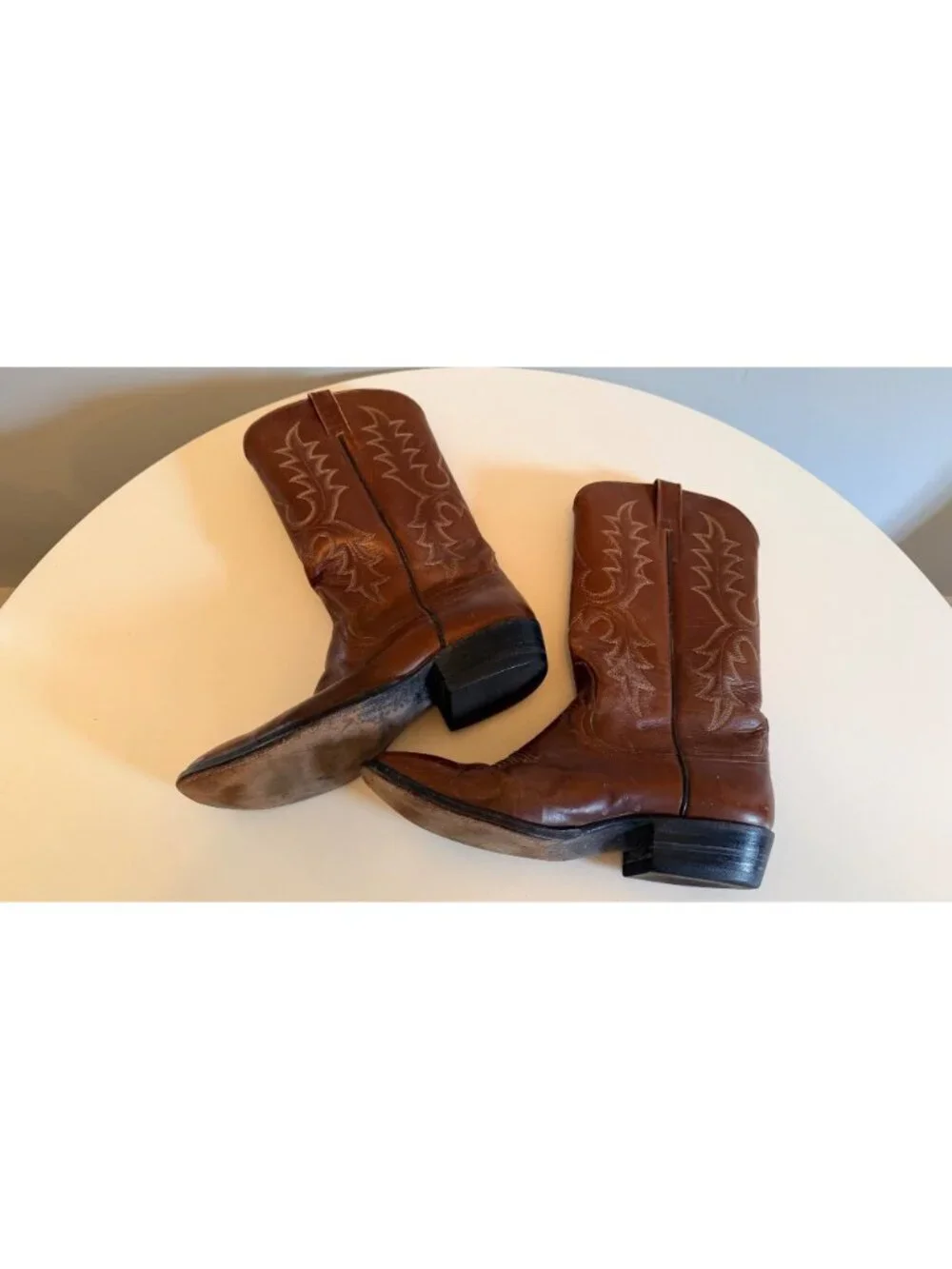 Vintage Rios of Mercedes Brown Leather Cowboy Boots Men’s Size 10 D USA Made